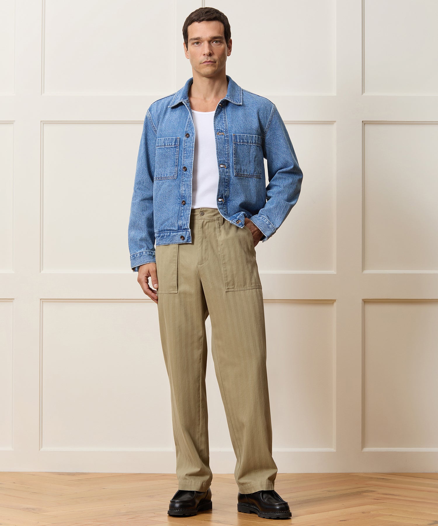 Relaxed Herringbone Twill Camp Pant - Image 3