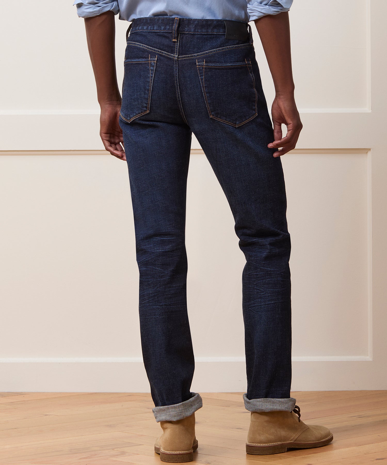 Straight Japanese Selvedge Stretch Jean in Worn Indigo - Image 3
