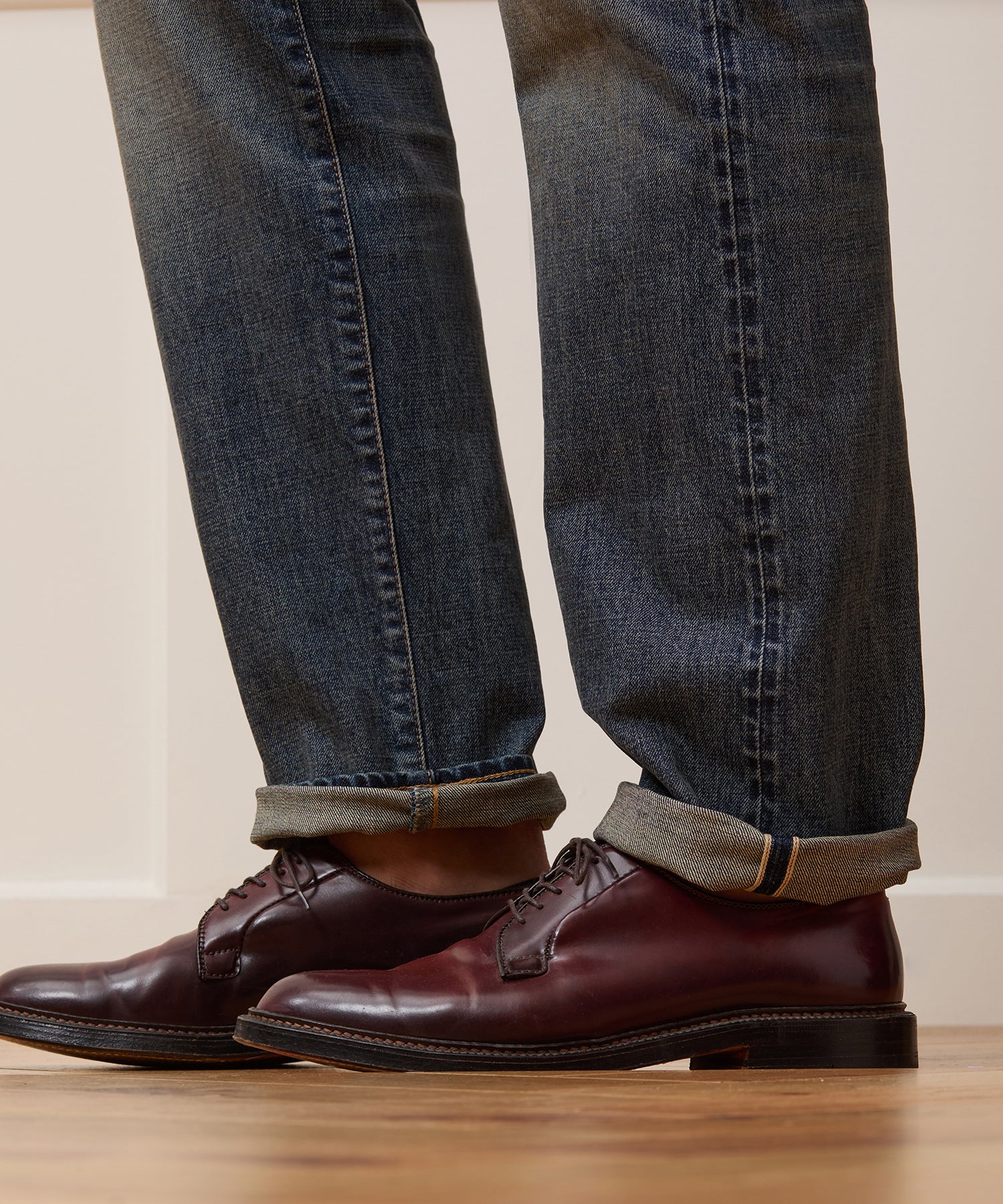Straight Japanese Selvedge Stretch Jean in Worn Wash - Image 4