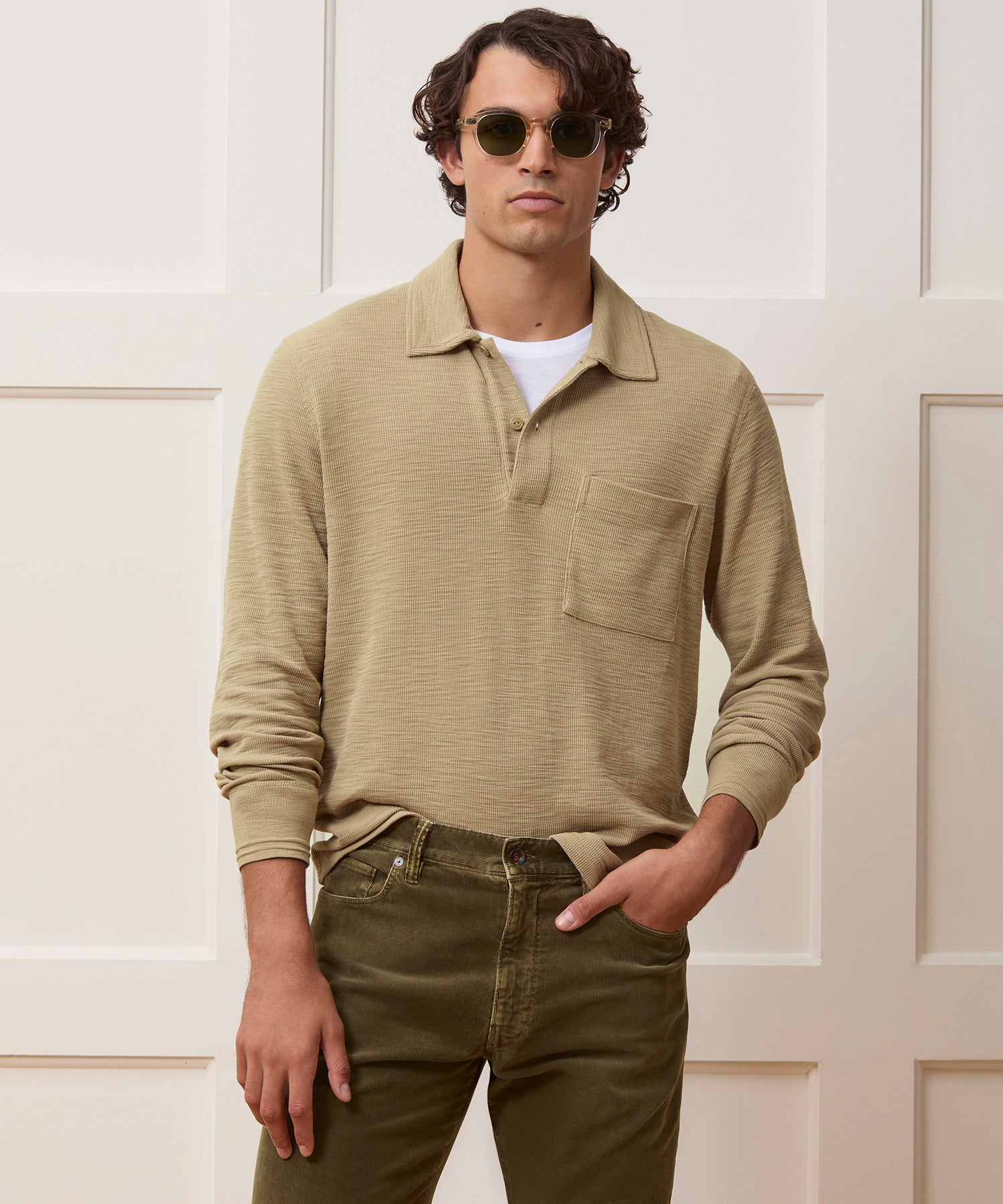 Lightweight Mini Waffle Polo - Image 2