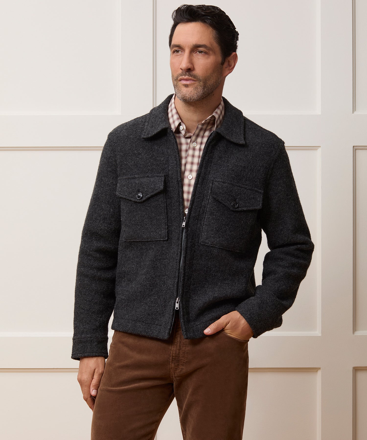 Italian Boiled Wool Full-Zip CPO Jacket - Image 2