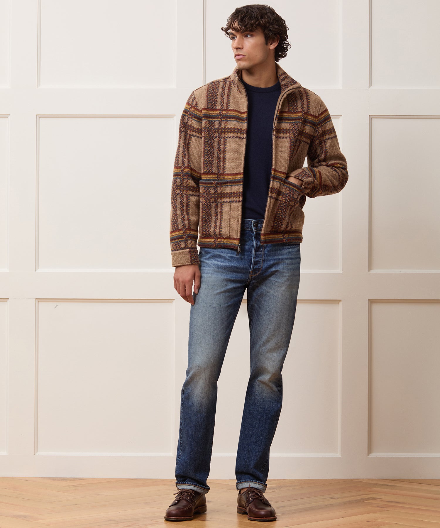 Boxy Jacquard Full-Zip Jacket - Image 3