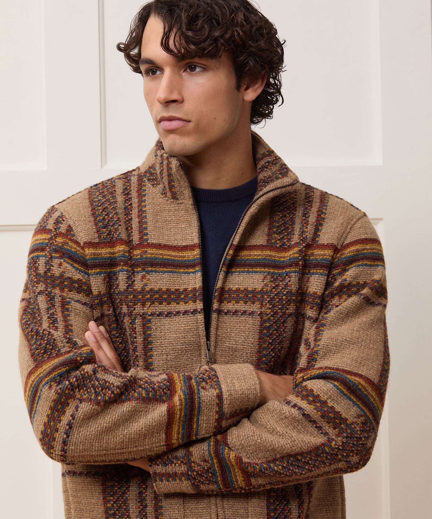 Boxy Jacquard Full-Zip Jacket - Image 4