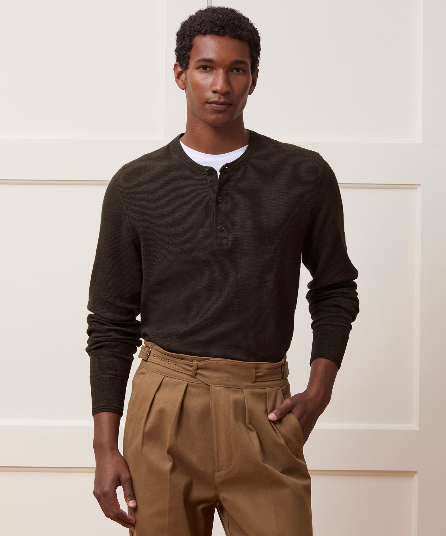 Lightweight Mini Waffle Henley - Image 2
