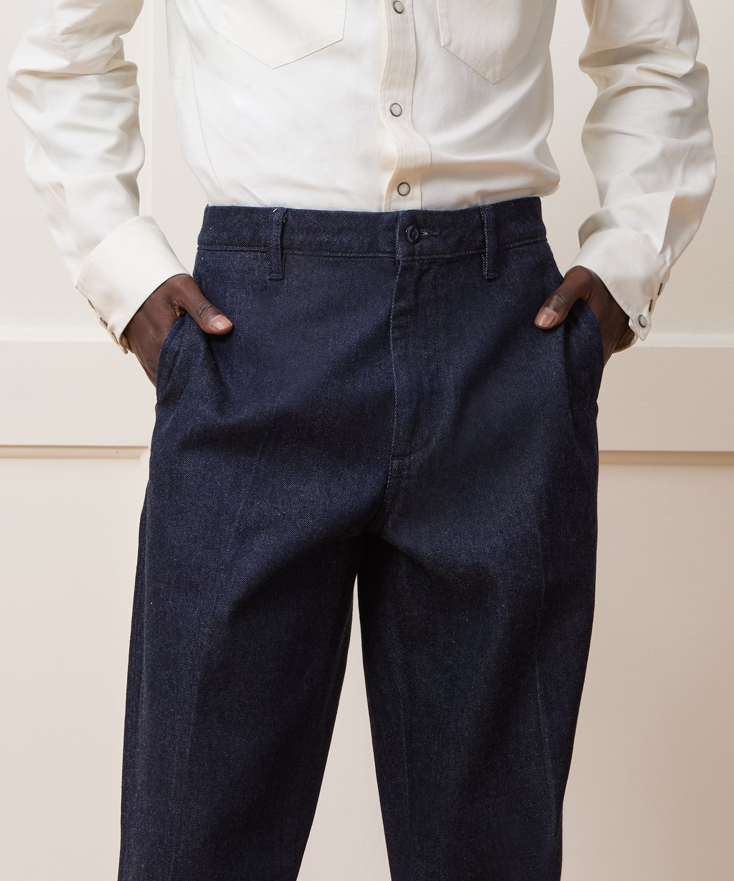 Relaxed Creased Denim Chino in Indigo - Image 4