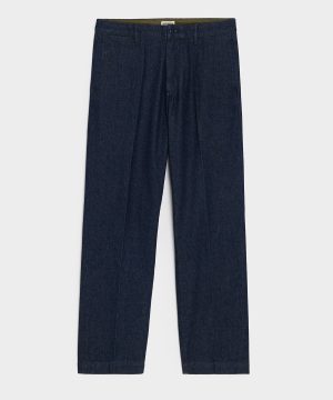 Relaxed Creased Denim Chino in Indigo