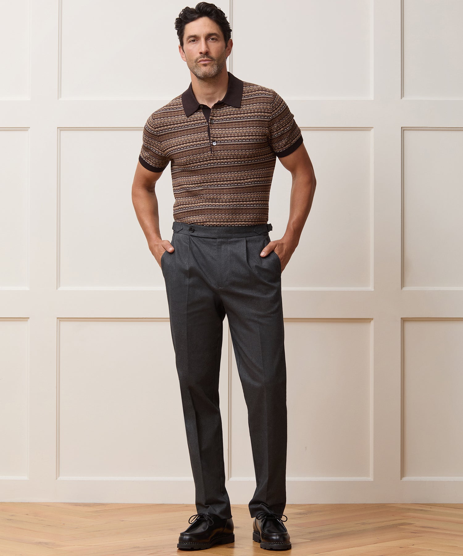 Italian Heathered Cotton Side Tab Trouser - Image 3