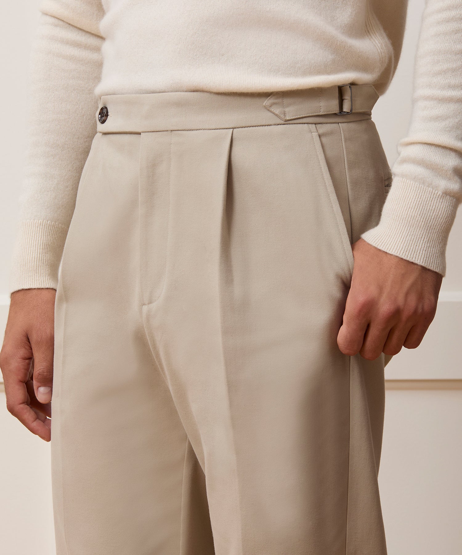 Italian Brushed Cotton Side Tab Trouser - Image 4