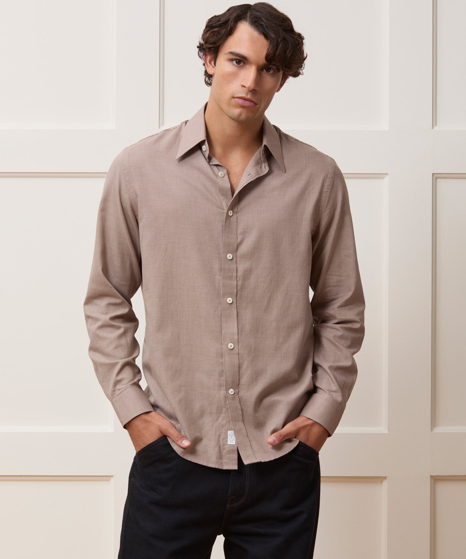 Lightweight Flannel Long Point Collar Dress Shirt - Image 2