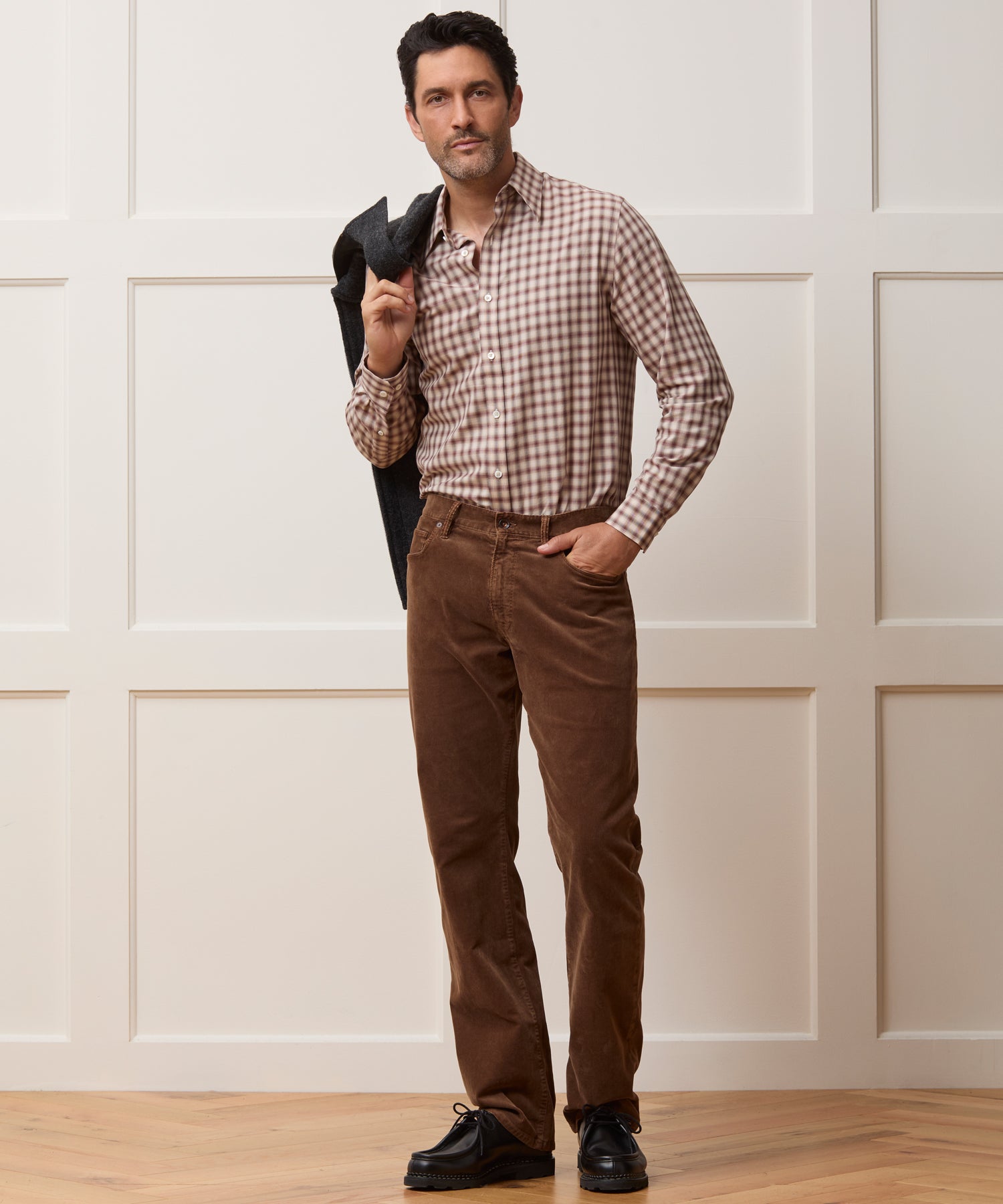 Lightweight Flannel Long Point Collar Dress Shirt - Image 5