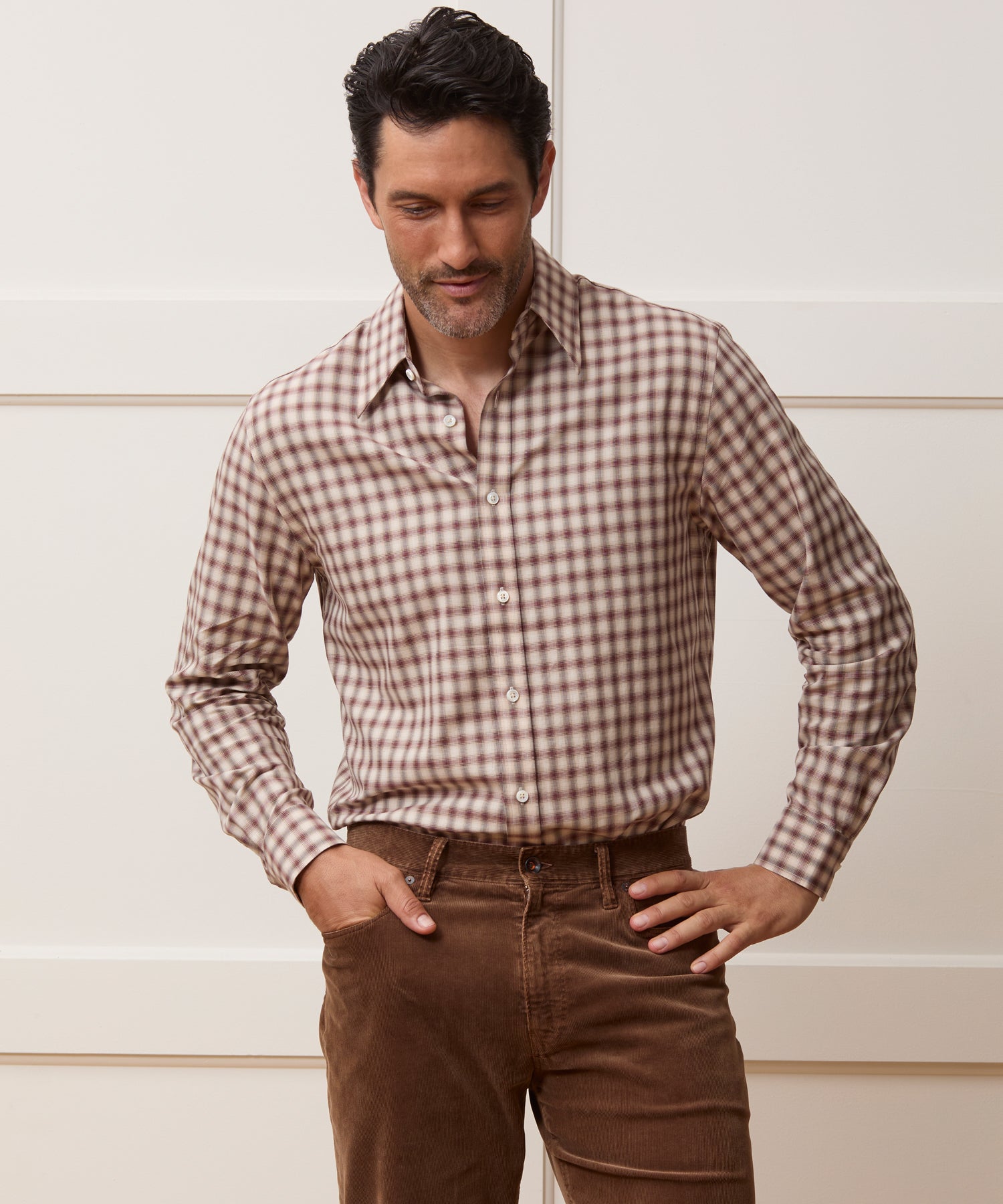 Lightweight Flannel Long Point Collar Dress Shirt - Image 2
