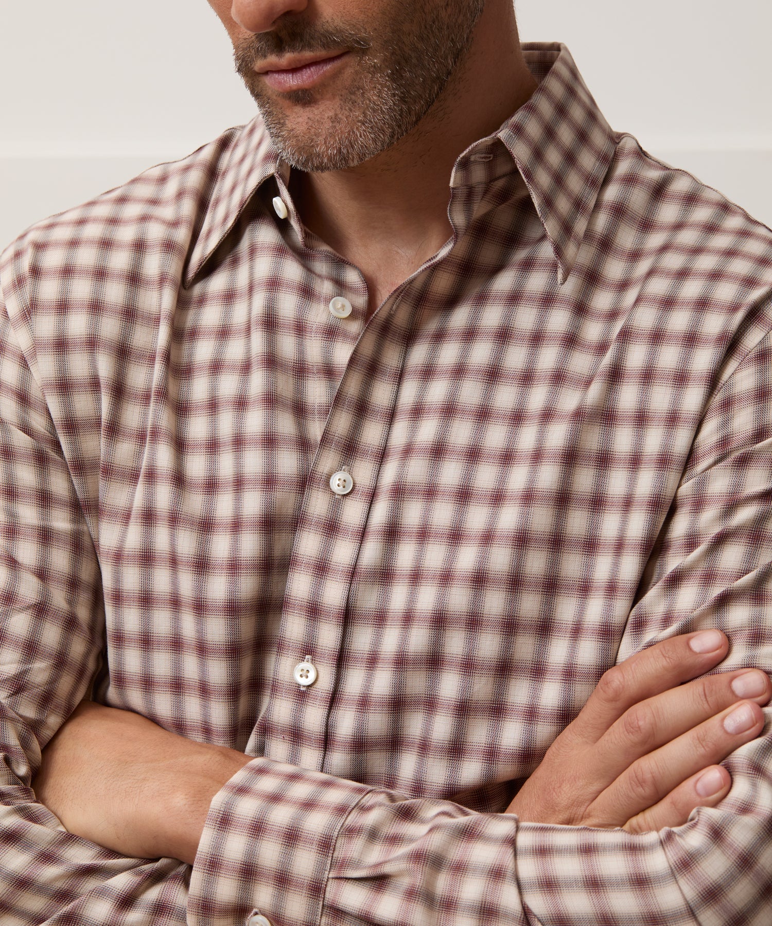 Lightweight Flannel Long Point Collar Dress Shirt - Image 3