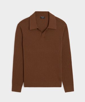 Silk-Cashmere Ribbed Montauk Sweater Polo