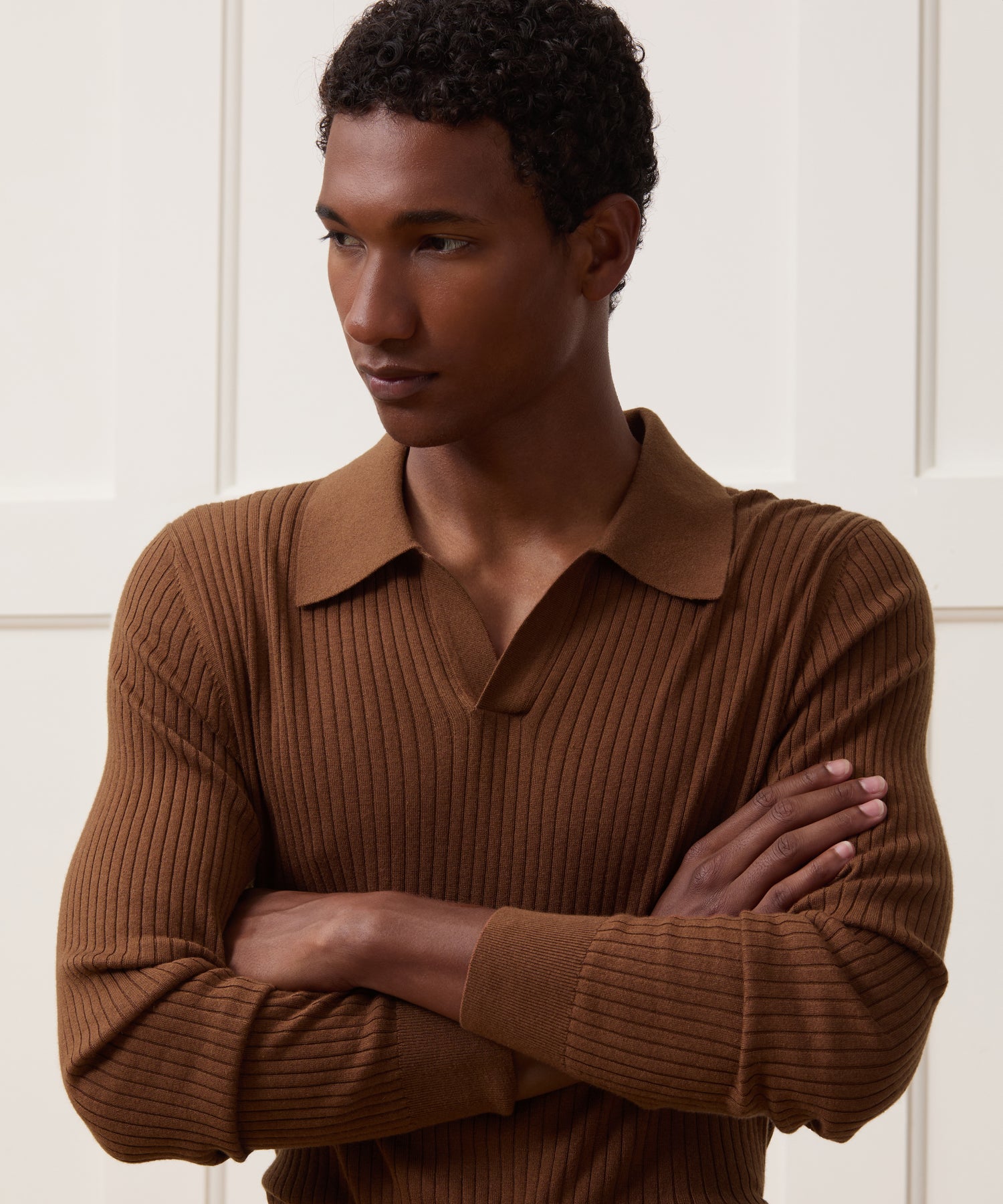 Silk-Cashmere Ribbed Montauk Sweater Polo - Image 4