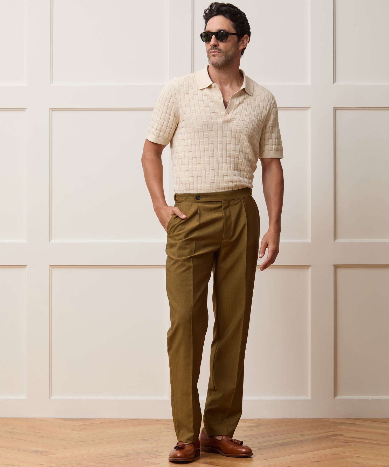 Relaxed Cotton Basketweave Sweater Polo - Image 3