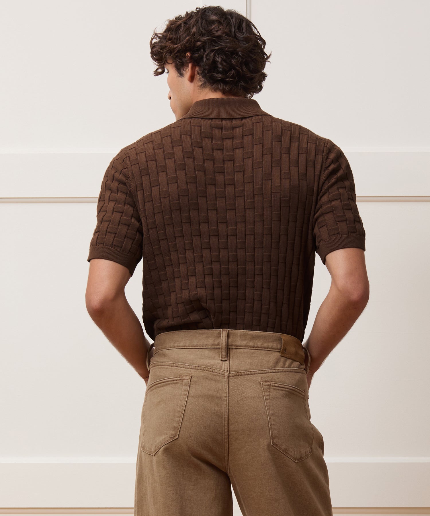 Relaxed Cotton Basketweave Sweater Polo - Image 5