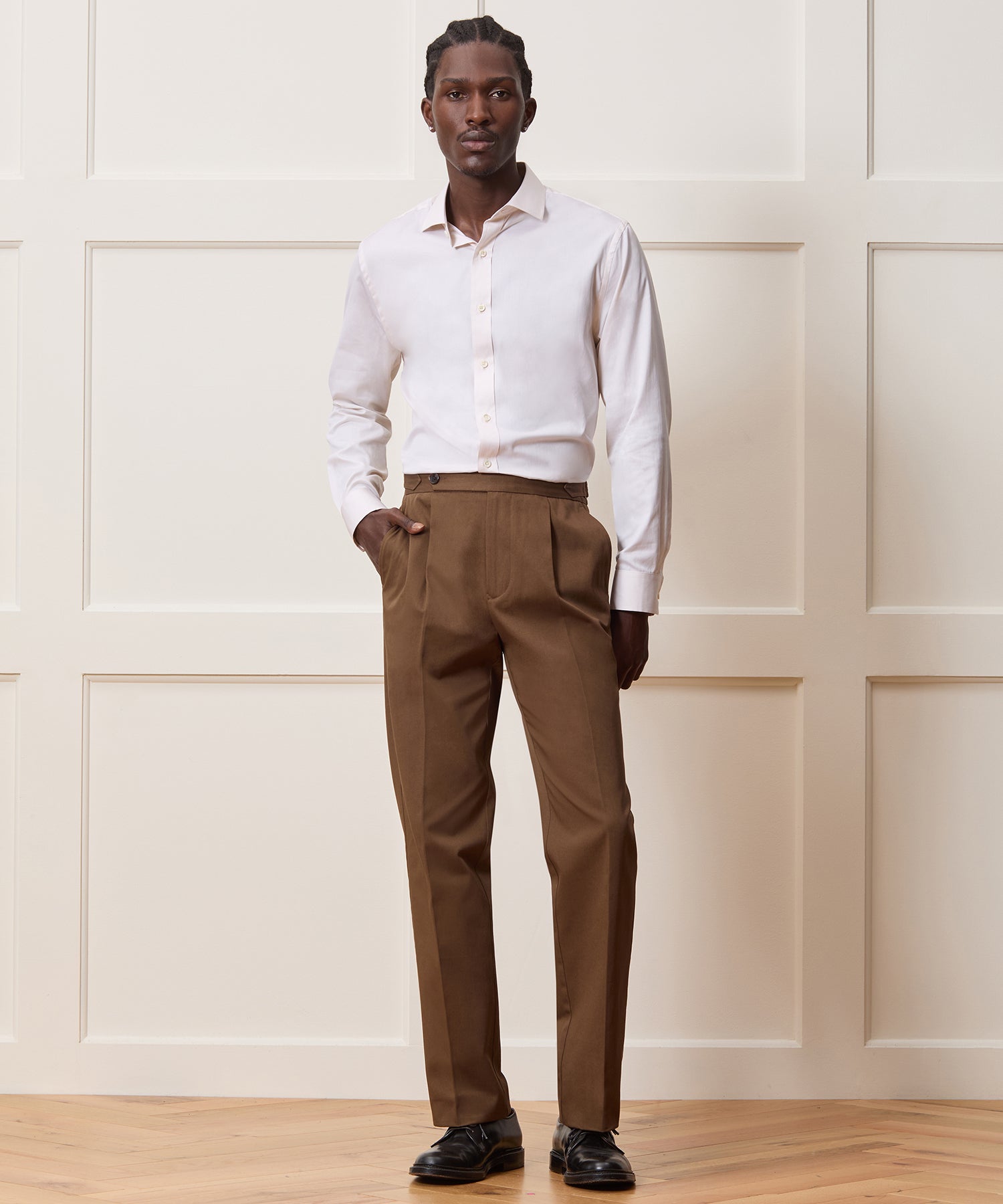 Slim Cotton-Silk Spread Collar Dress Shirt - Image 3