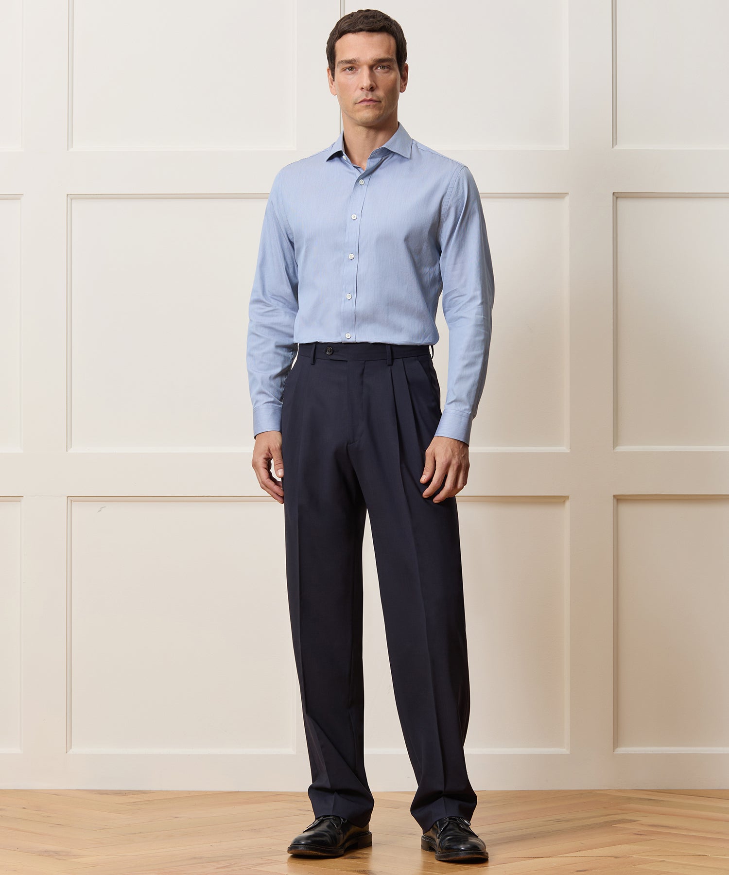 Slim Cotton-Silk Spread Collar Dress Shirt - Image 3