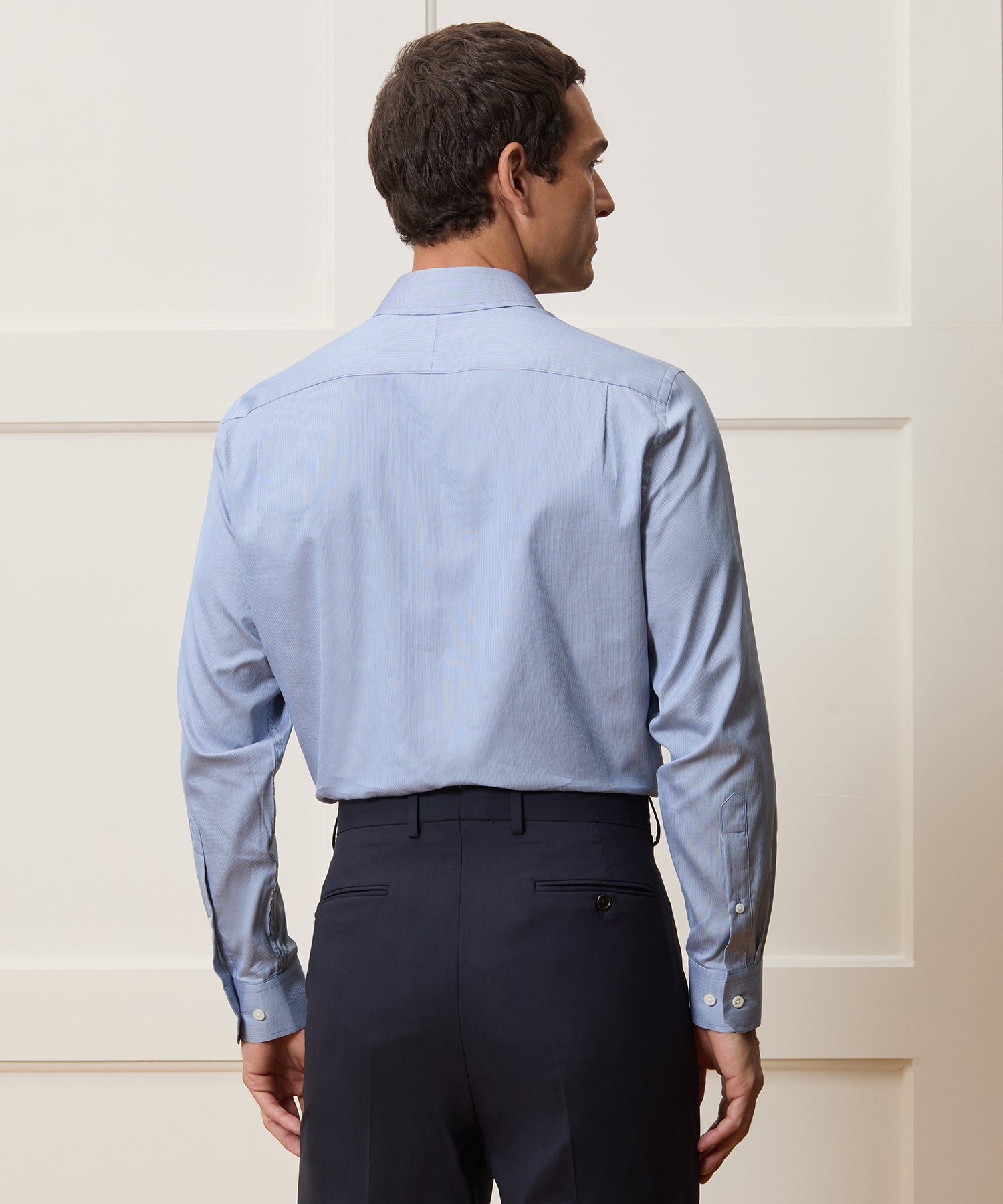 Slim Cotton-Silk Spread Collar Dress Shirt - Image 5