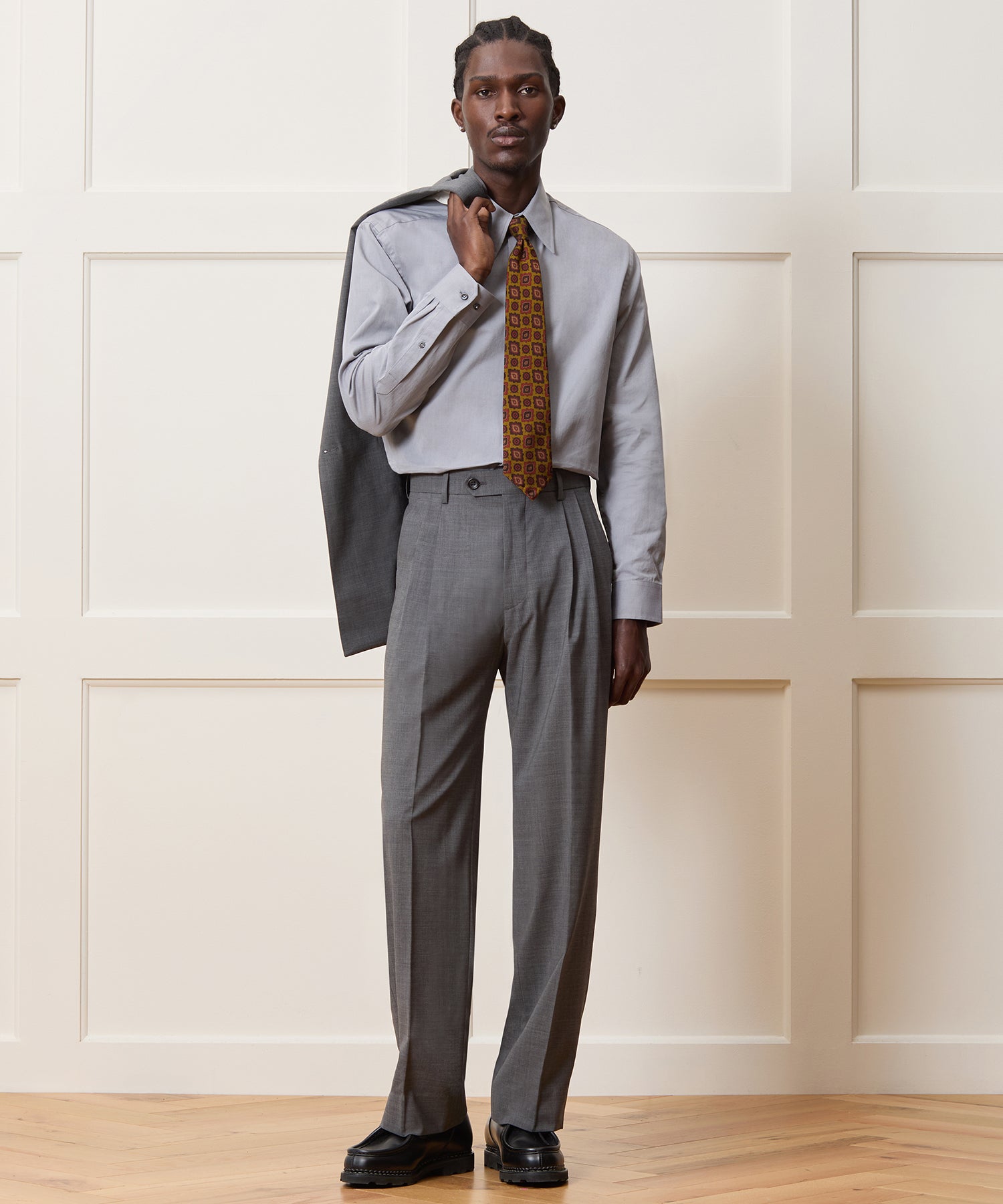 Slim Twill Long Collar Dress Shirt - Image 3