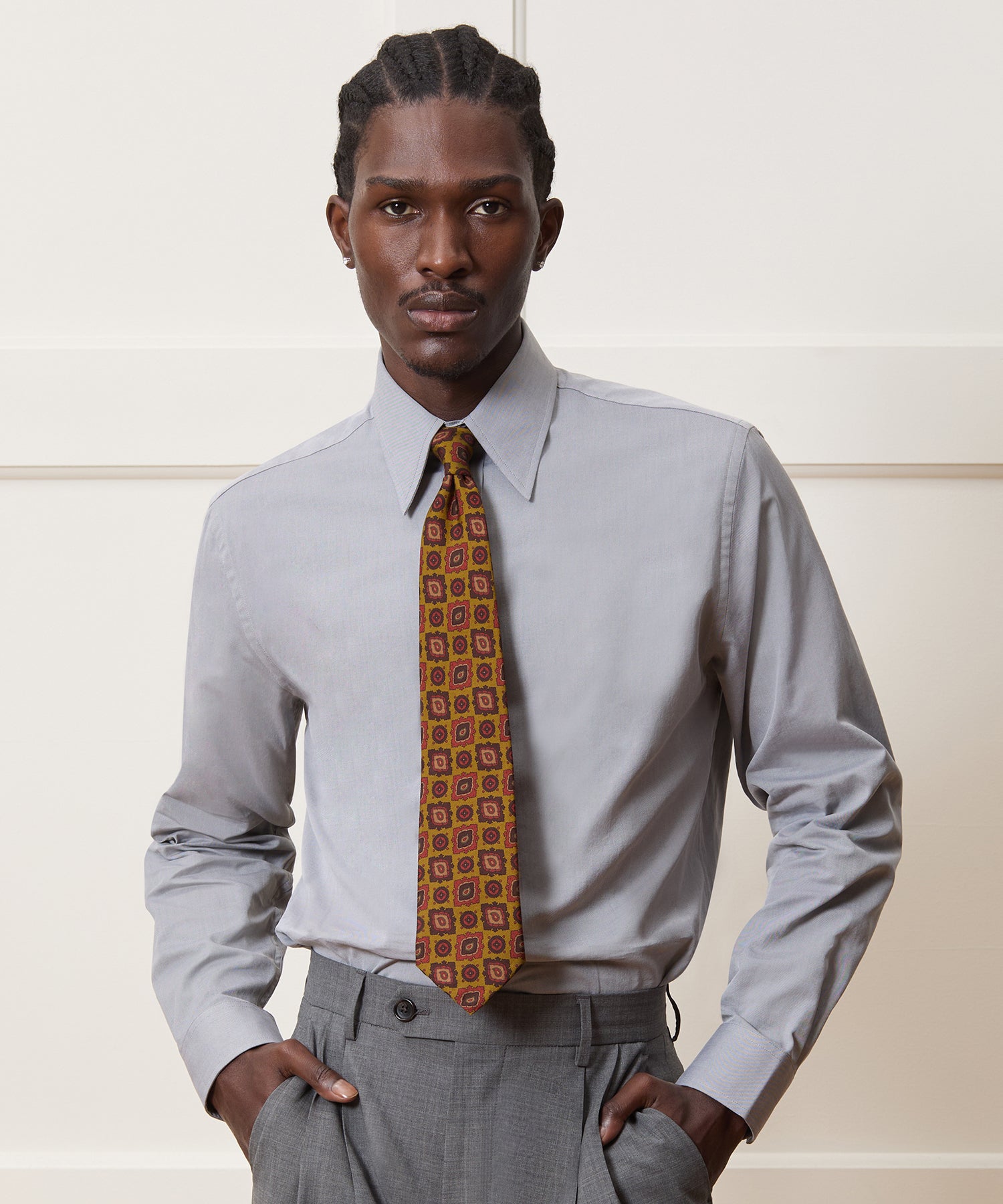 Slim Twill Long Collar Dress Shirt - Image 2