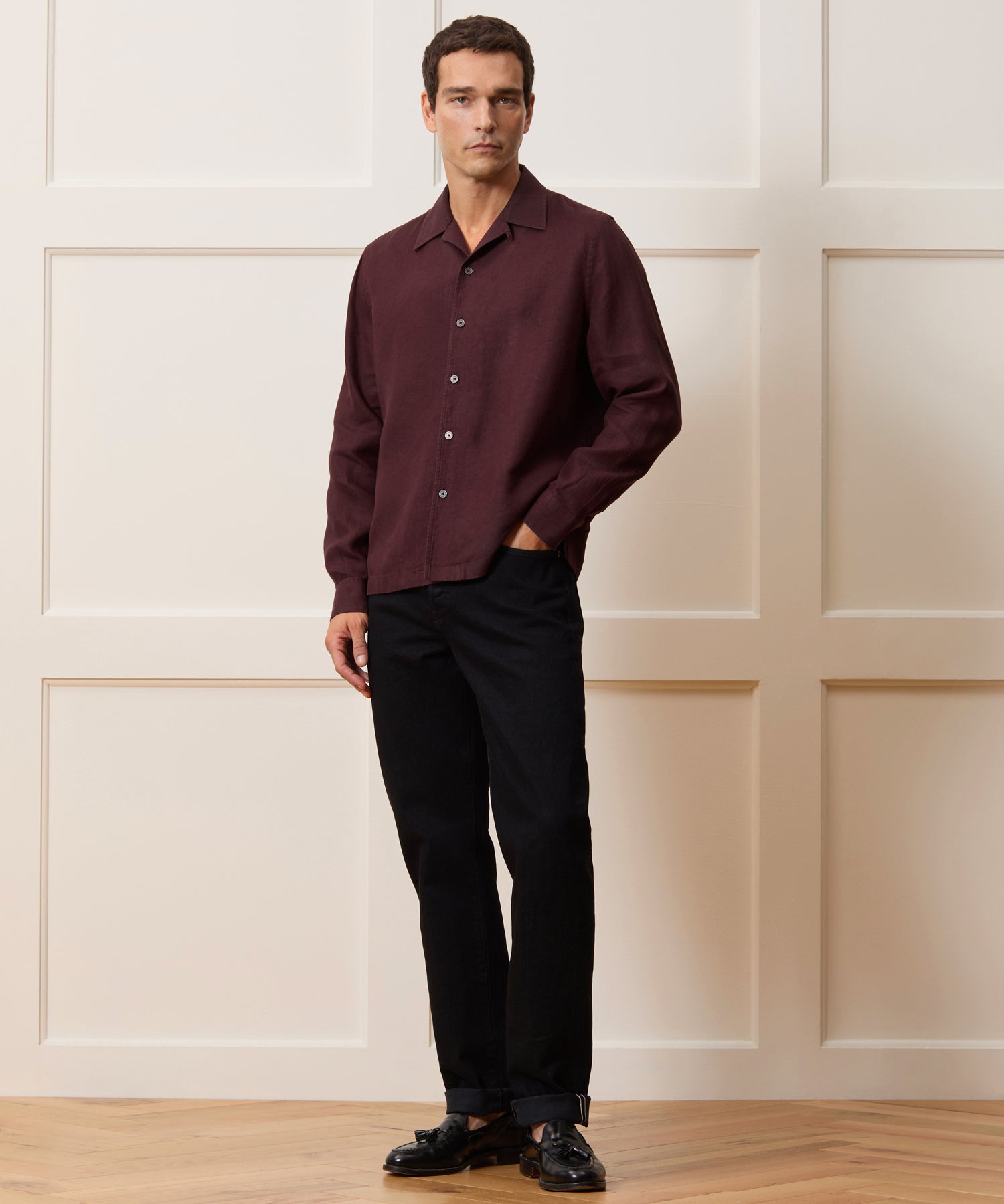 Cropped Sea Soft Irish Linen Camp Collar Shirt - Image 3