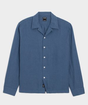 Cropped Sea Soft Irish Linen Camp Collar Shirt