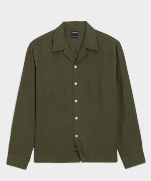 Cropped Sea Soft Irish Linen Camp Collar Shirt