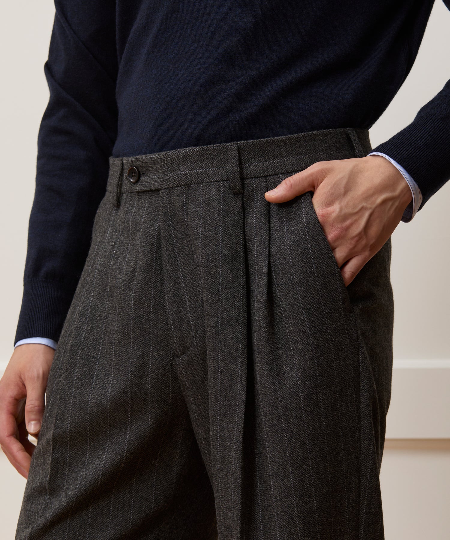 Italian Flannel Pinstripe Wythe Trouser - Image 5