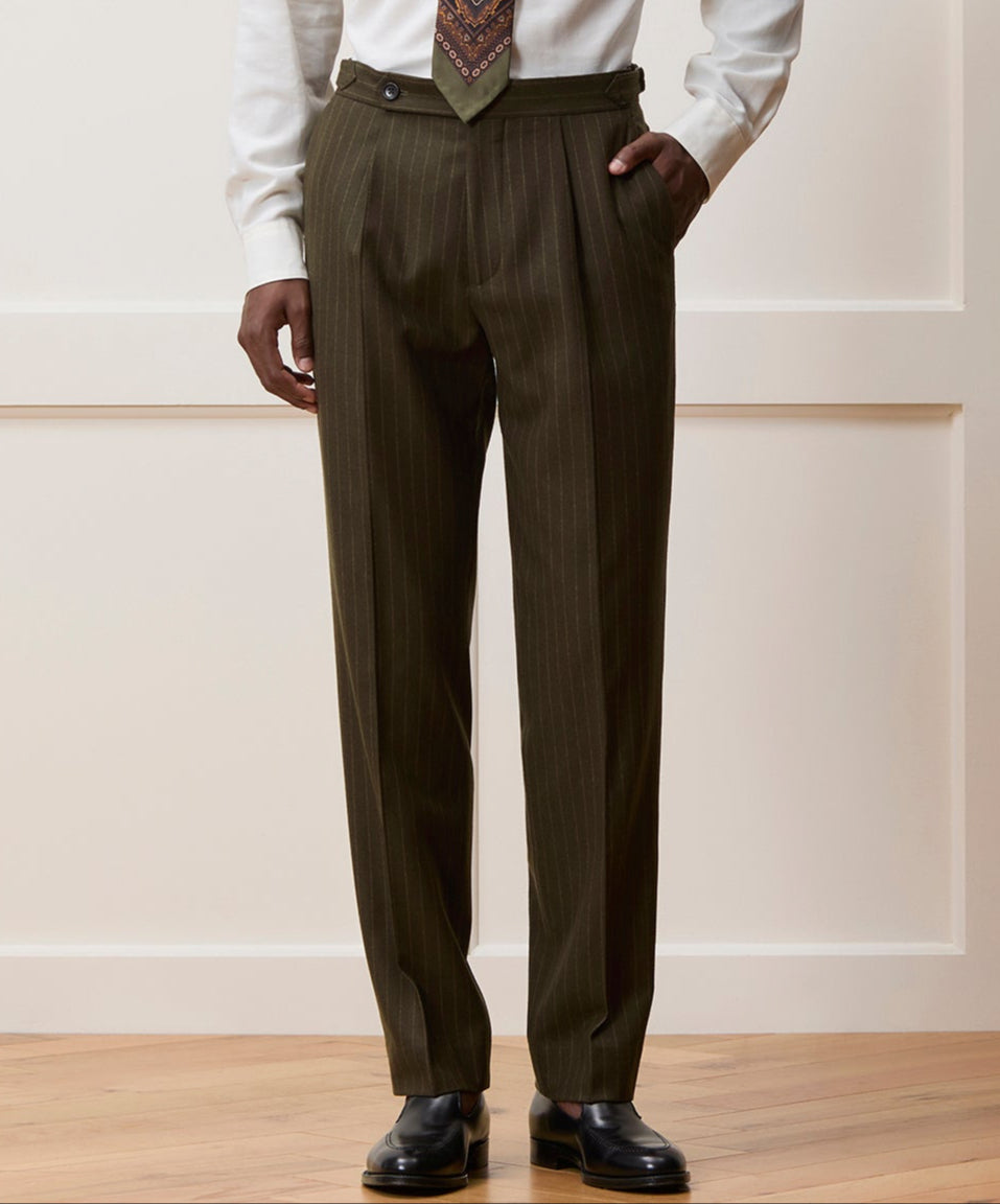 Italian Flannel Pinstripe Side Tab Trouser - Image 2