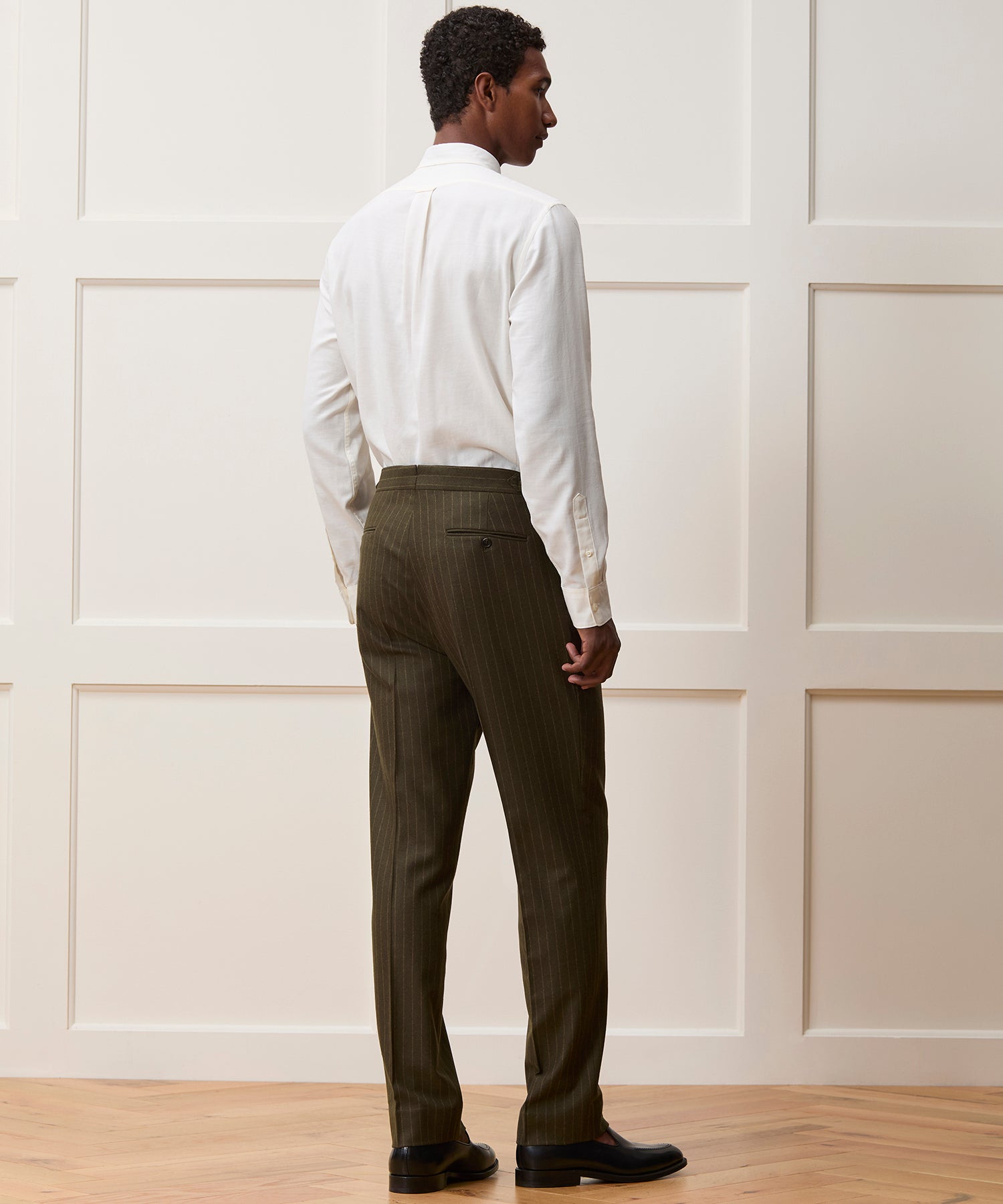 Italian Flannel Pinstripe Side Tab Trouser - Image 4