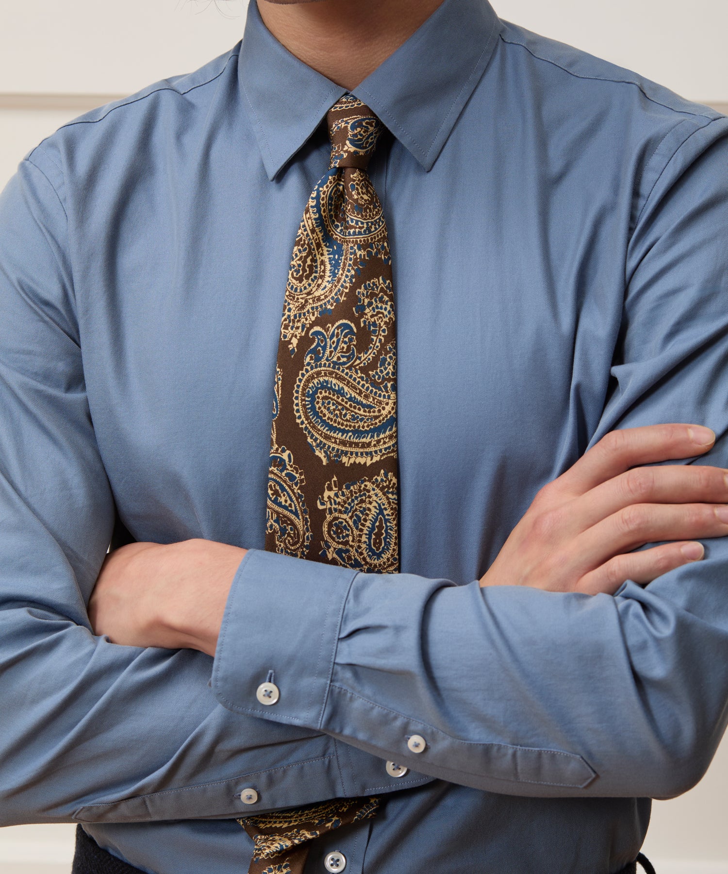 Cotton Twill Long Point Collar Shirt - Image 3