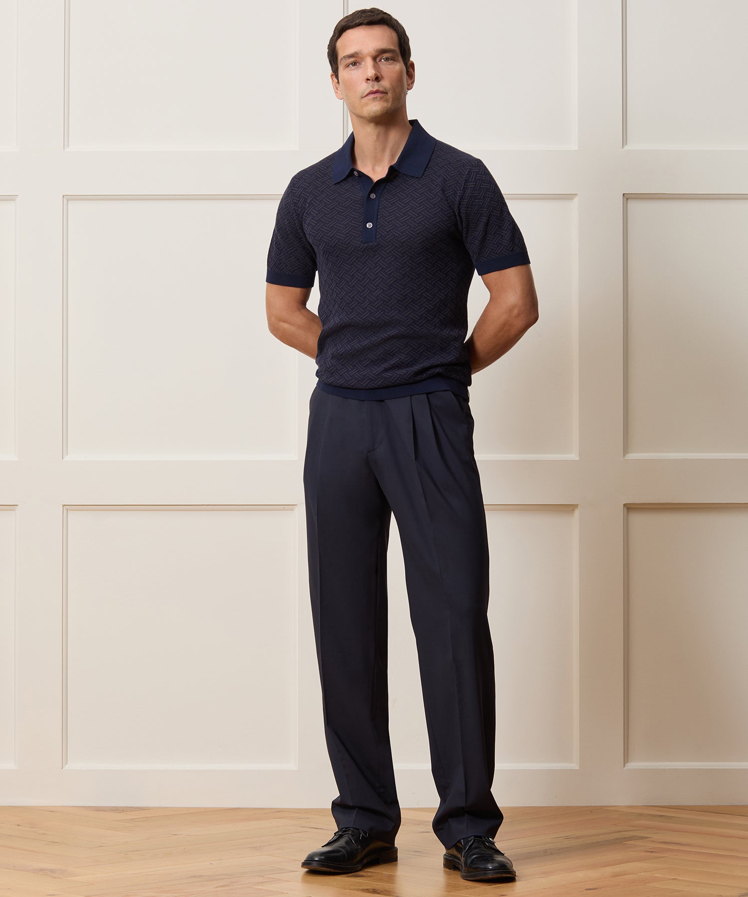 Cotton Basketweave Sweater Polo - Image 3