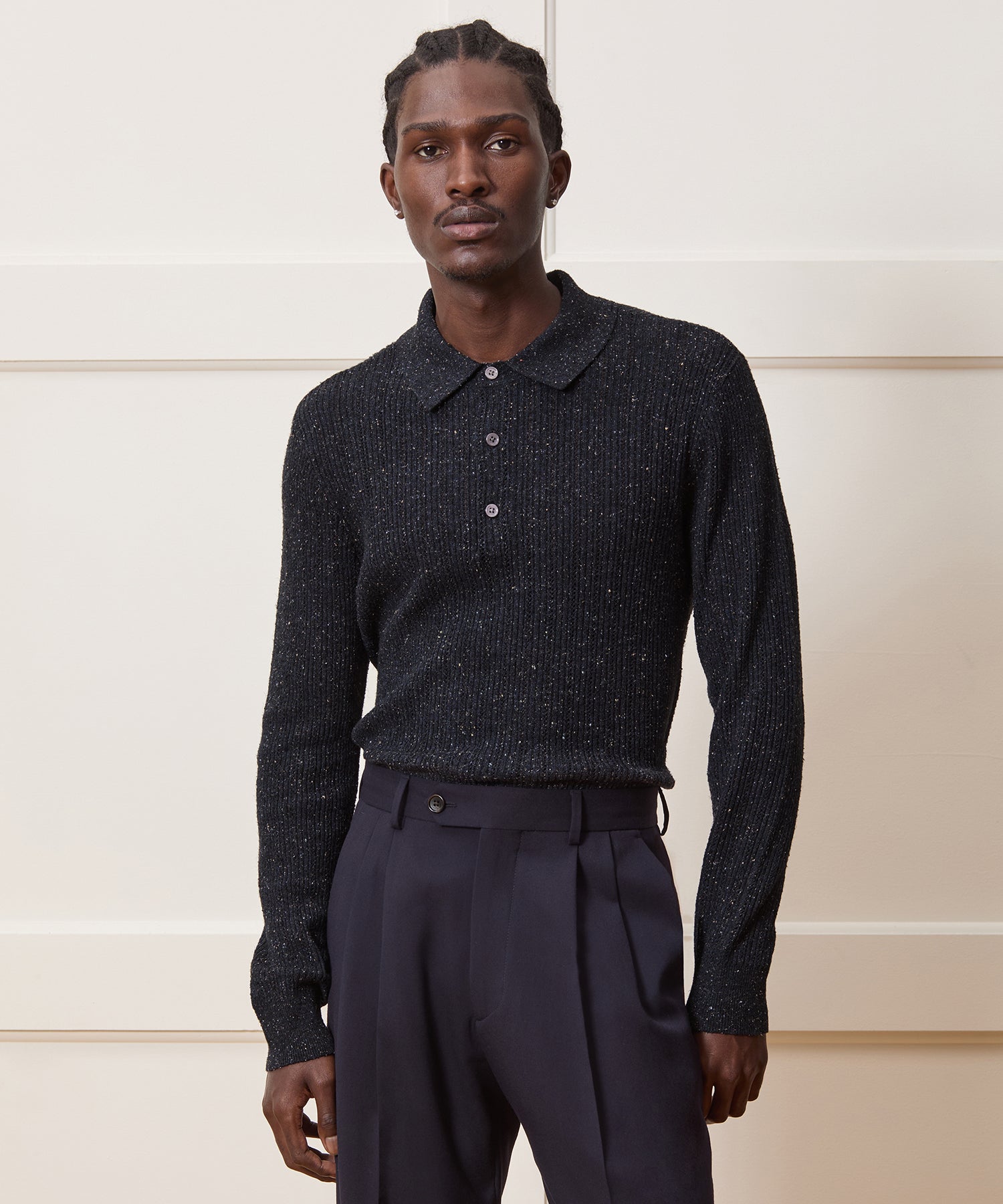 Textured Wool Sweater Polo - Image 2