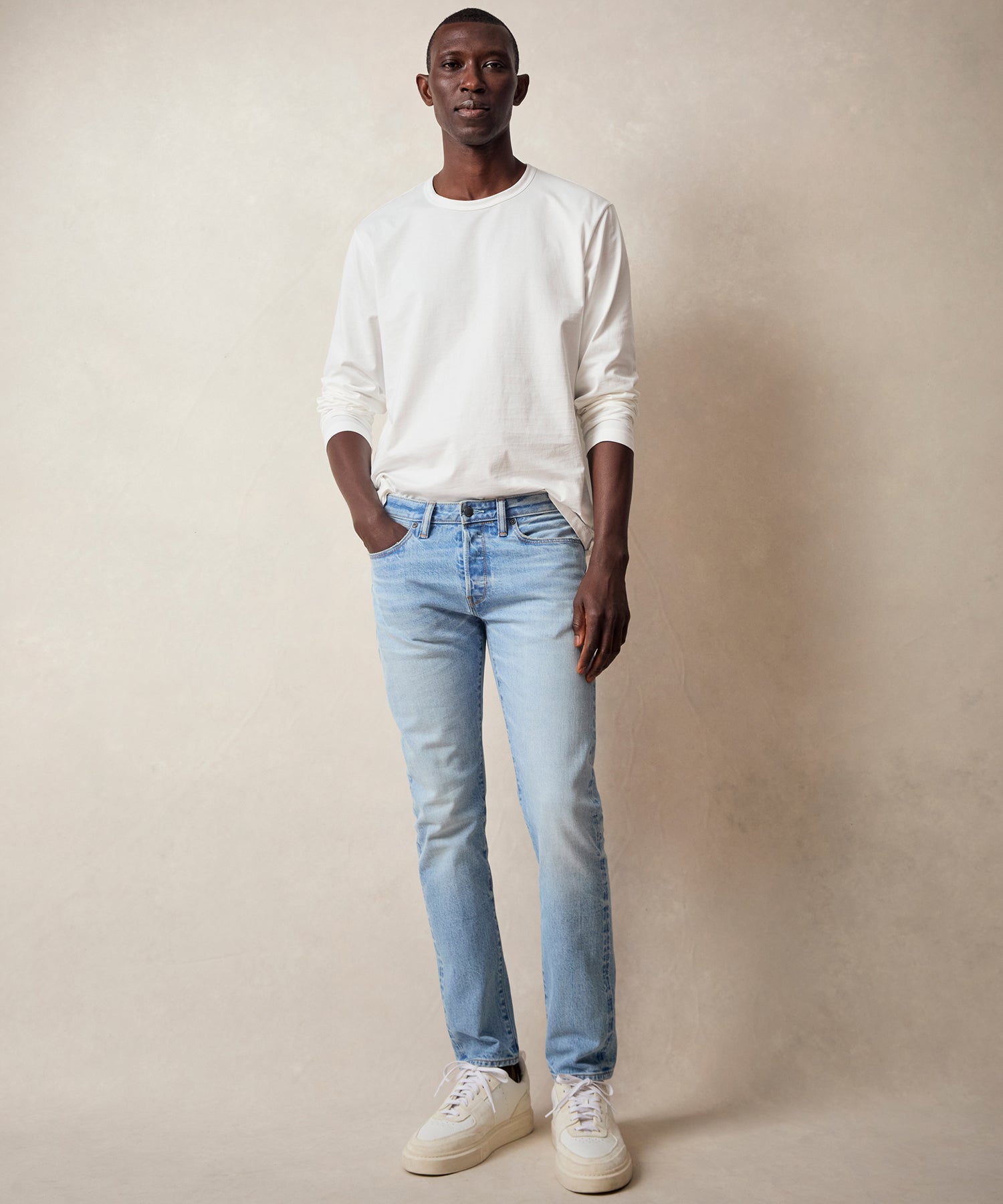 Slim Japanese Selvedge Stretch Jean in Light Indigo - Image 3