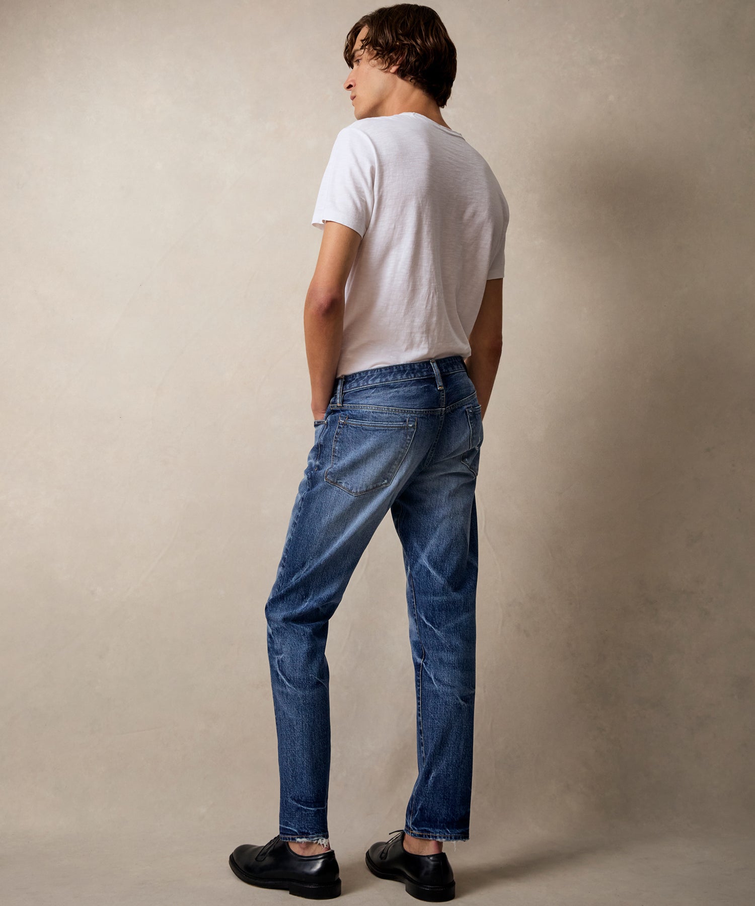 Slim Japanese Selvedge Stretch Jean in Distressed Wash - Image 3