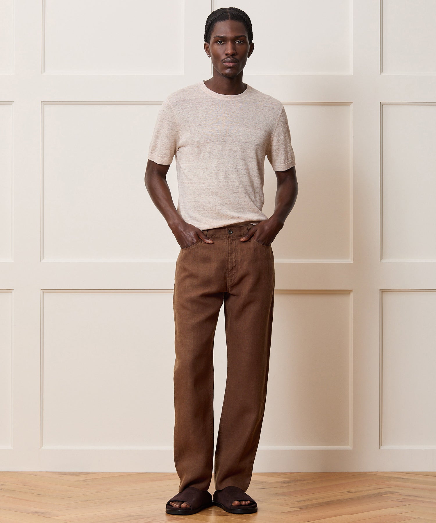 Straight Fit 5-Pocket Linen Pant - Image 4