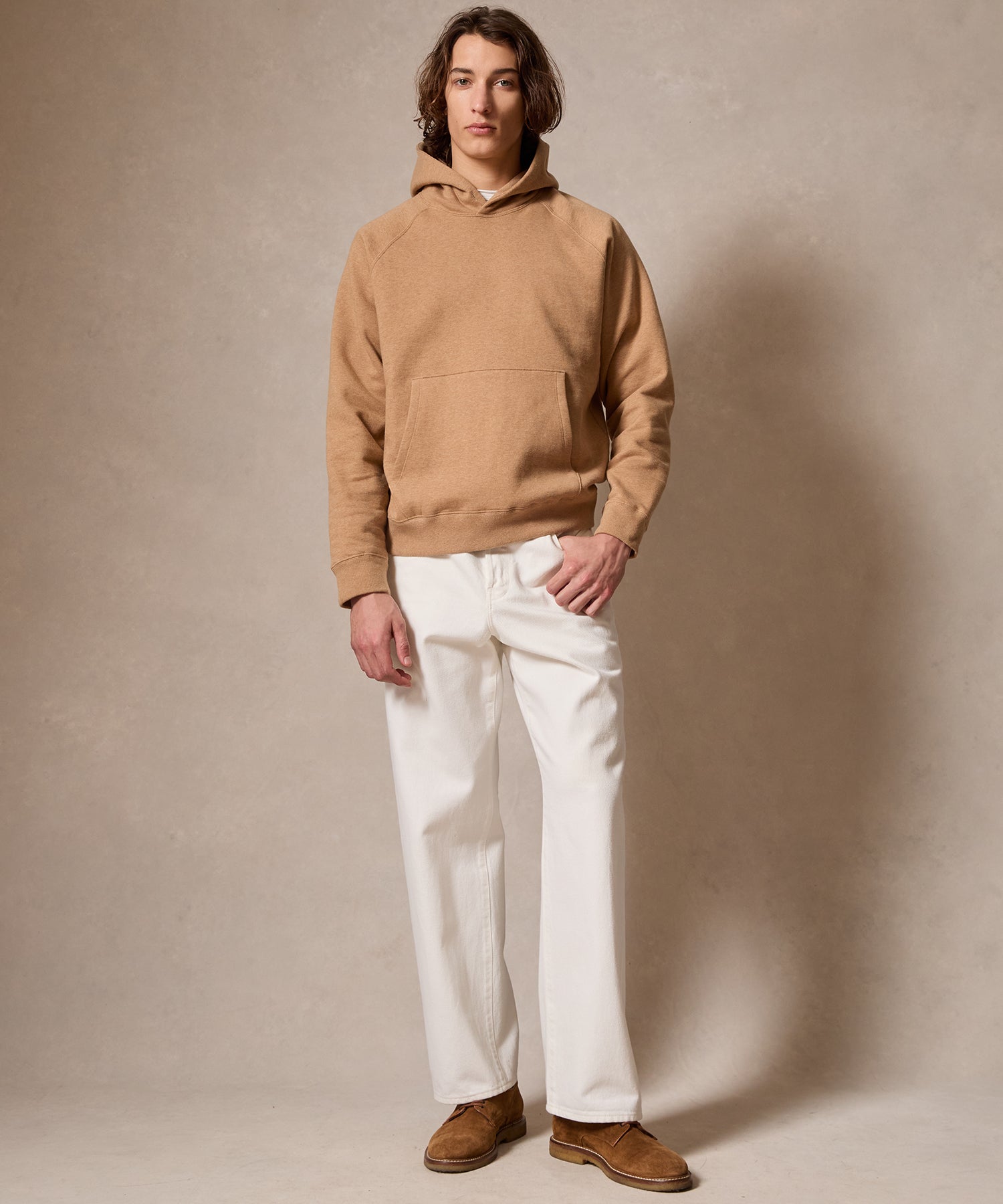 Cotton-Camelhair Fleece Hoodie in Camel - Image 4