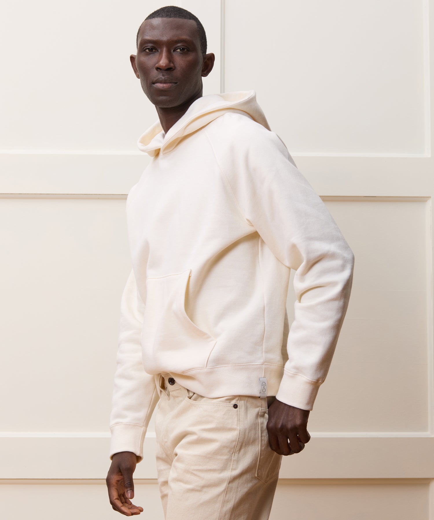 Cotton-Camelhair Fleece Hoodie in Vintage White - Image 2