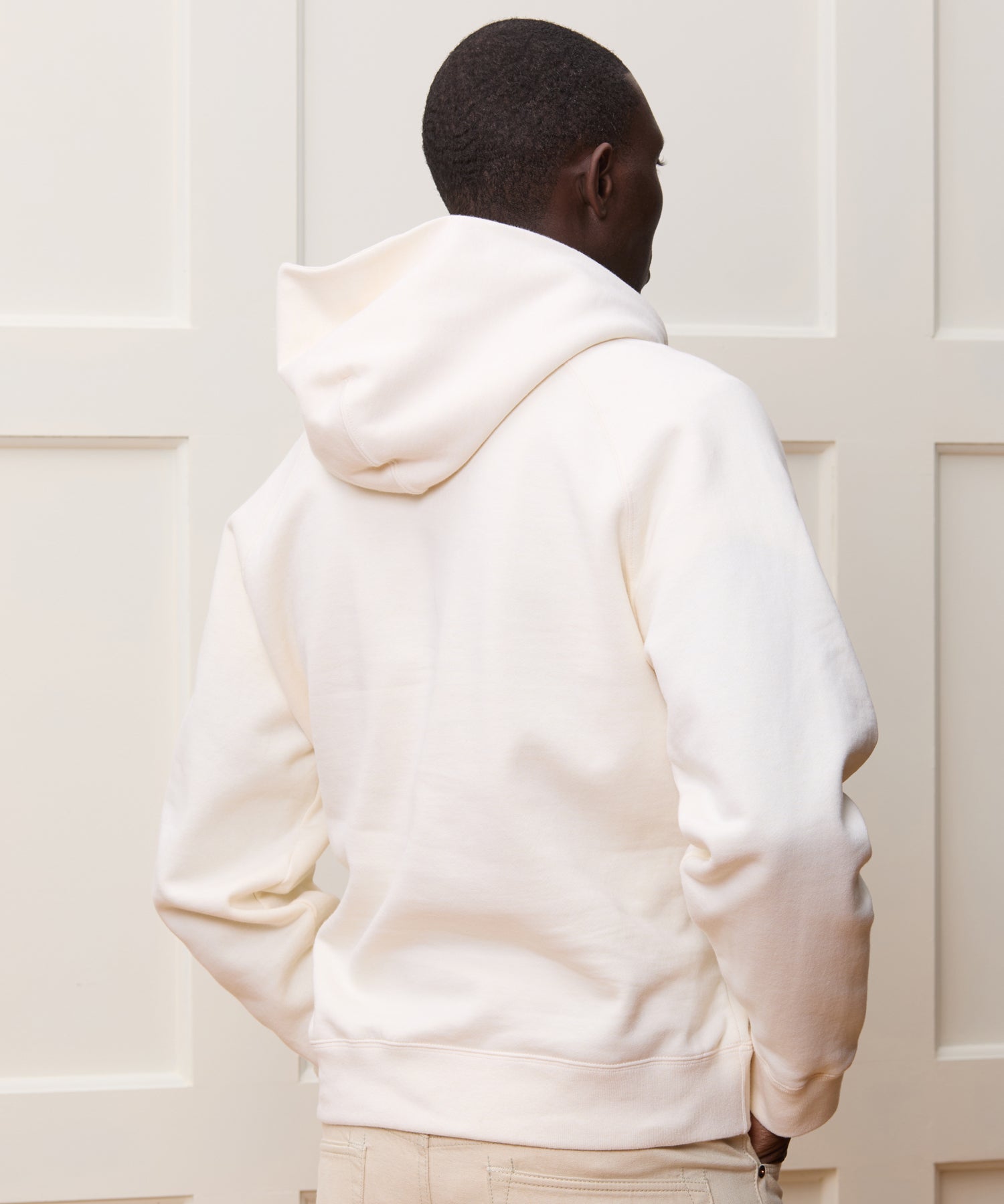 Cotton-Camelhair Fleece Hoodie in Vintage White - Image 5