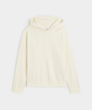 Cotton-Camelhair Fleece Hoodie in Vintage White