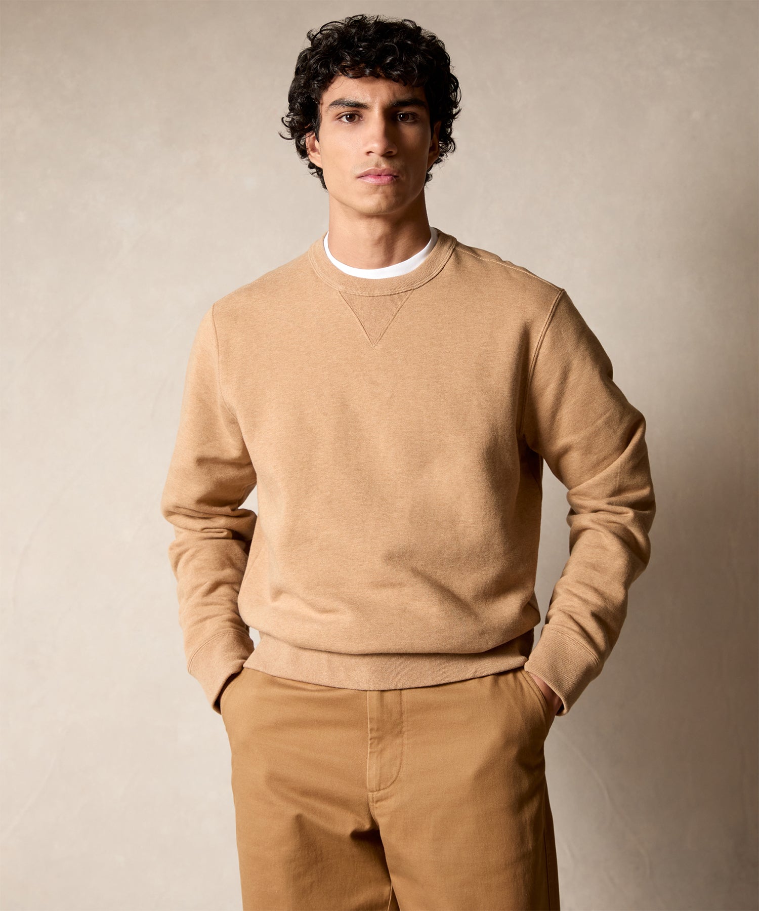 Cotton-Camelhair Fleece Sweatshirt in Camel - Image 2