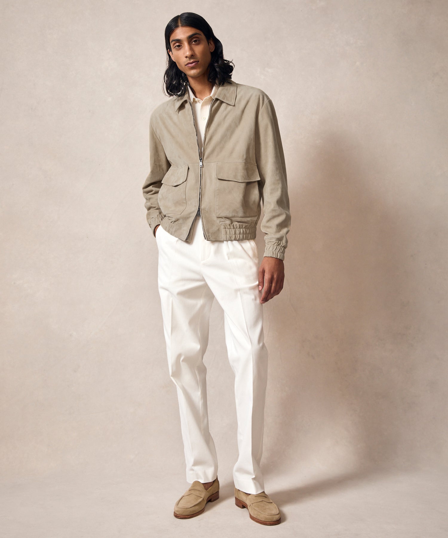 Italian Suede Grant Jacket in Stone - Image 4