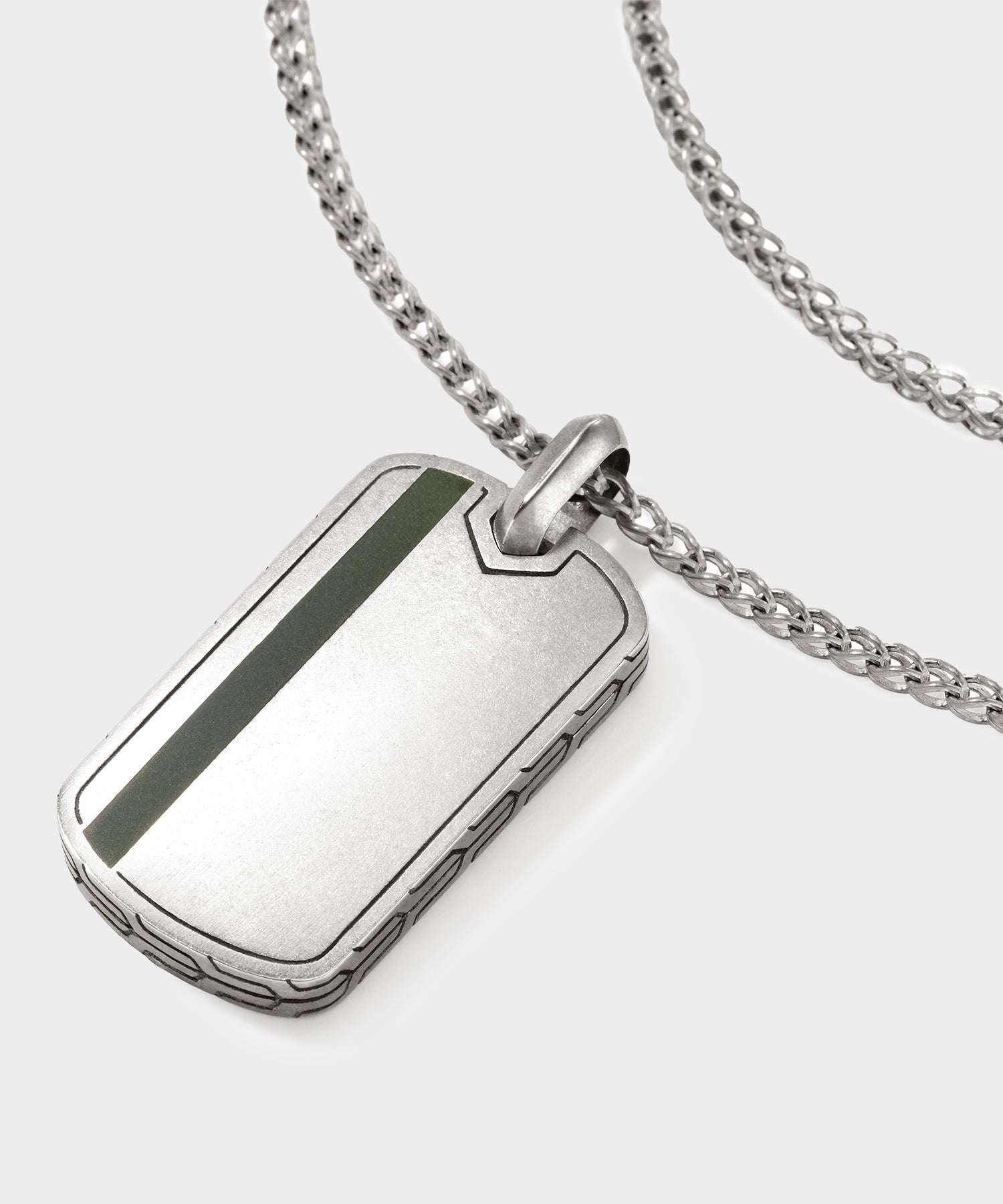 Todd Snyder x John Hardy Silver Green Enamel Dog Tag Pendant - Image 4