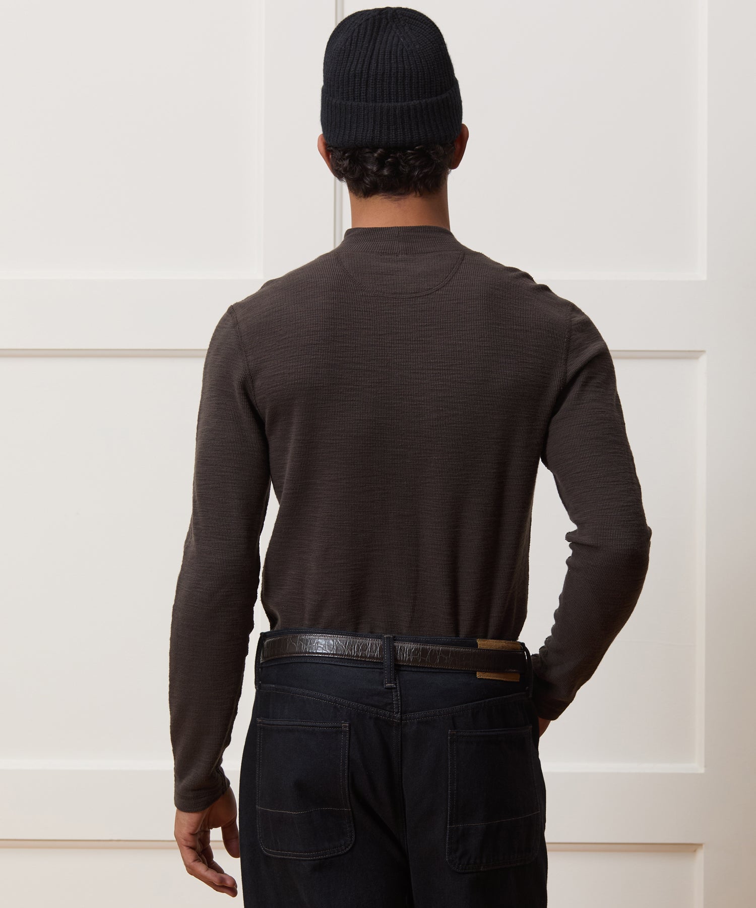 Lightweight Mini Waffle Mockneck Tee - Image 4