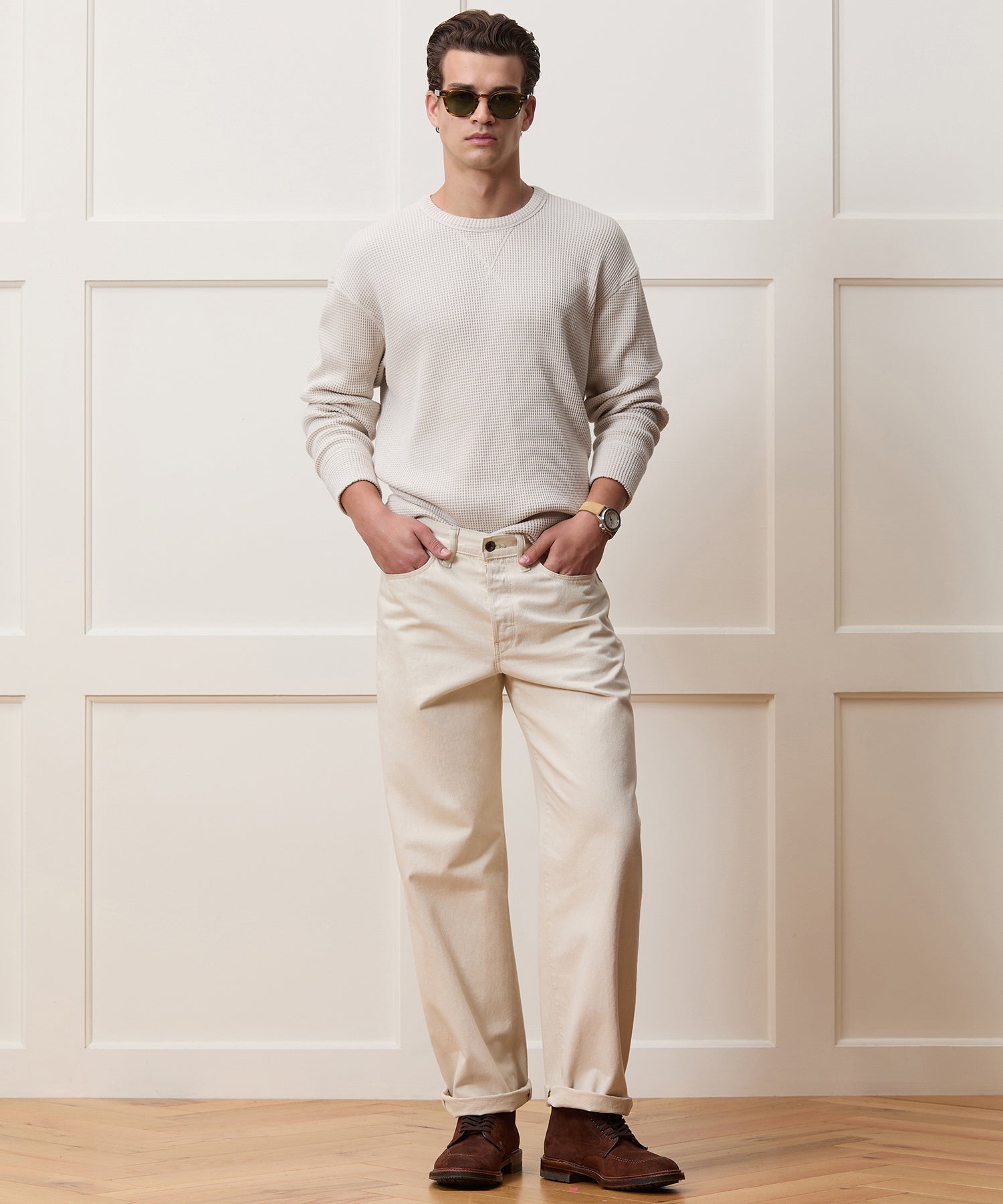Portuguese Cotton Waffle Crewneck - Image 3