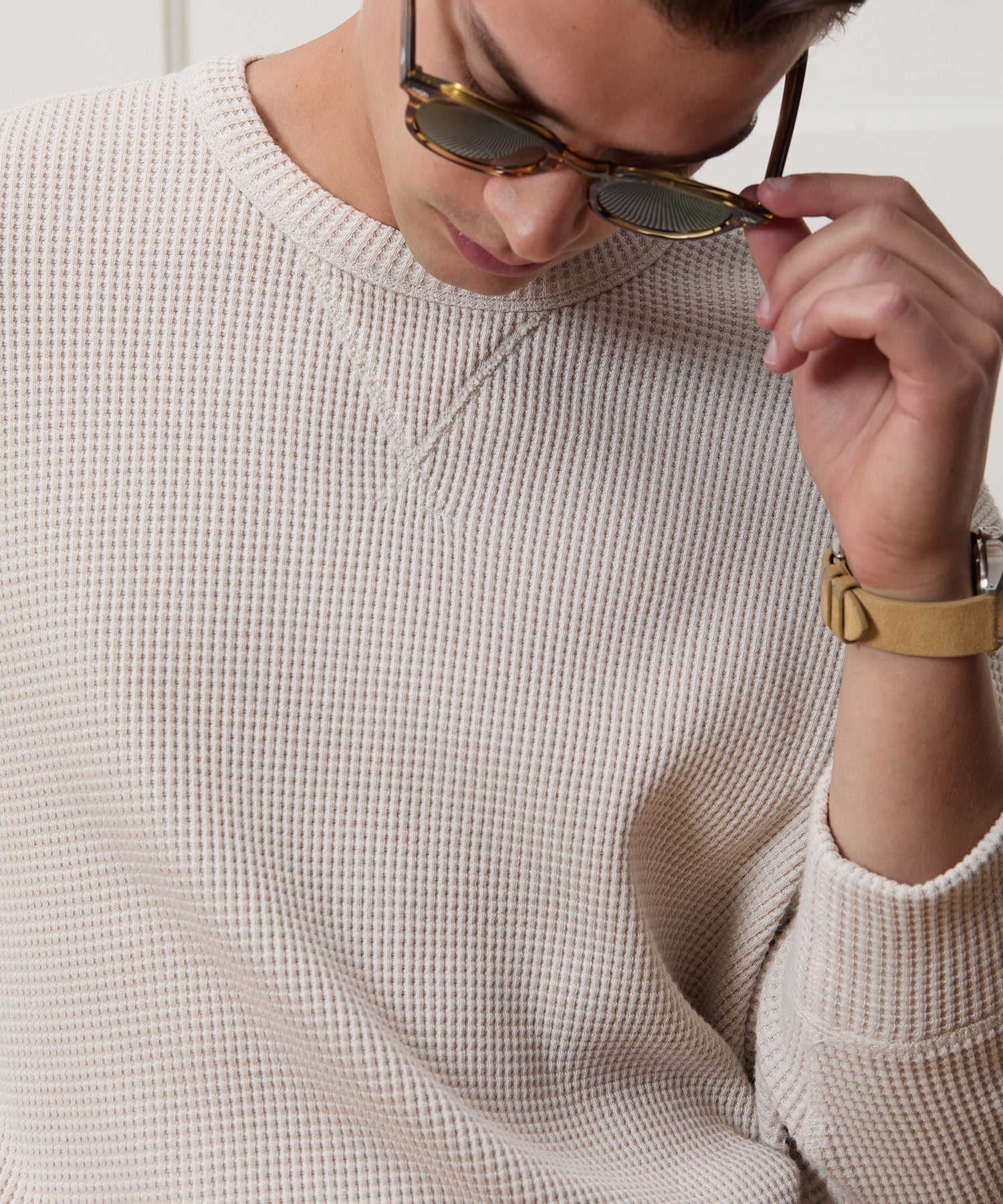 Portuguese Cotton Waffle Crewneck - Image 4