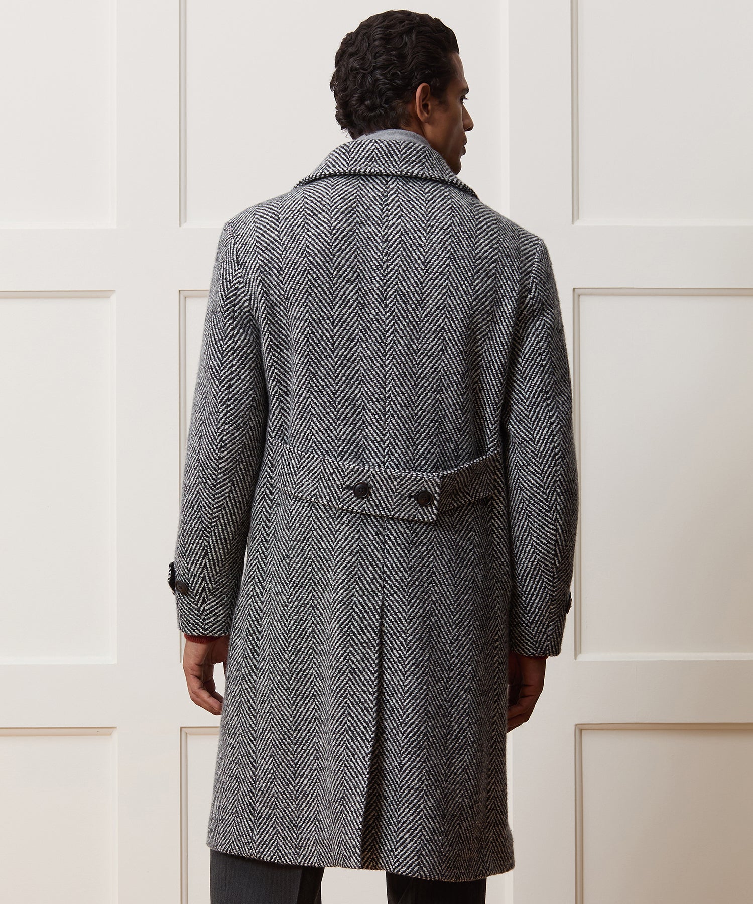 Italian Wool Herringbone Officer Coat - Image 5