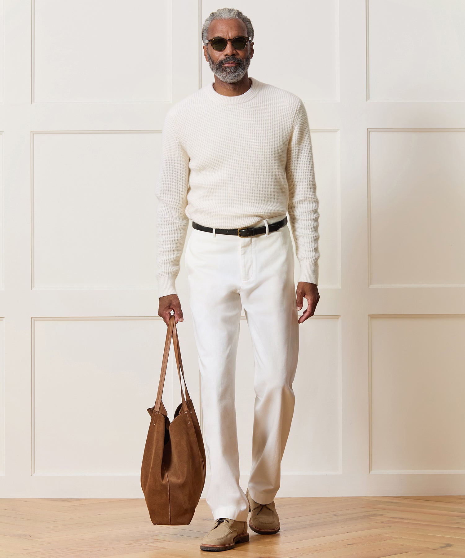 Waffle Cashmere Crewneck Sweater - Image 3