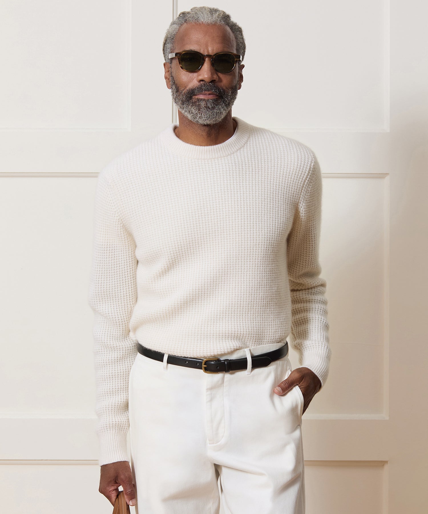 Waffle Cashmere Crewneck Sweater - Image 2